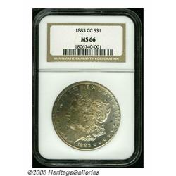 1883-CC S$1 MS66 NGC. Lovely Superb-Gem example w