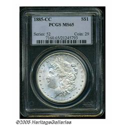 1885-CC S$1 MS65 PCGS. Appealing frosty-grey Gem 