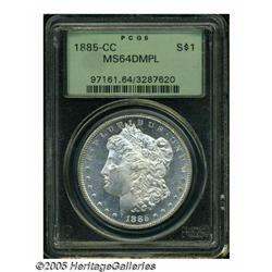 1885-CC S$1 MS64 Deep Mirror Prooflike PCGS. Fros