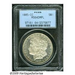 1885-CC S$1 MS64 Deep Mirror Prooflike PCGS. Gold