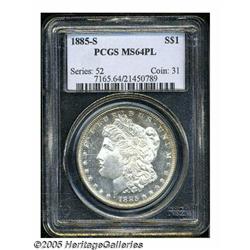 1885-S S$1 MS64 Prooflike PCGS. Extremely flashy 
