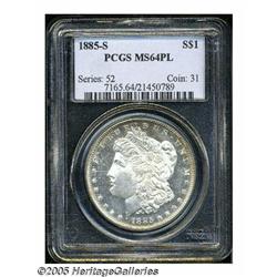 1885-S S$1 MS64 Prooflike PCGS. Extremely flashy 