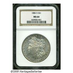 1886-S S$1 MS64 NGC. Attractive example with vari