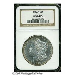 1886-S S$1 MS64 Prooflike NGC. The flashy surface