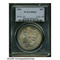 1891 S$1 MS64 PCGS. Sharply defined on both obver