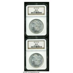 1891-CC S$1 MS63 NGC, two coins, both adequately 