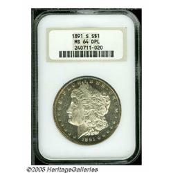 1891-S S$1 MS64 Deep Mirror Prooflike NGC. Rich g