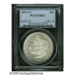 1892-CC S$1 MS63 PCGS. Sharply struck and fully b