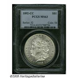 1892-CC S$1 MS63 PCGS. Fully brilliant. The obver