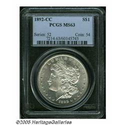 1892-CC S$1 MS63 PCGS. An instantly appealing Min