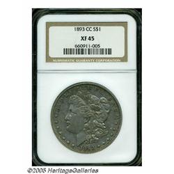 1893-CC S$1 XF45 NGC. Light gray patina is imbued