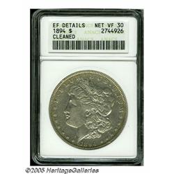 1894 S$1 VF30 ANACS. Slate-grey surfaces with som