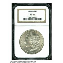 1894-O S$1 MS62 NGC. VAM-1. Lustrous, and nearly 