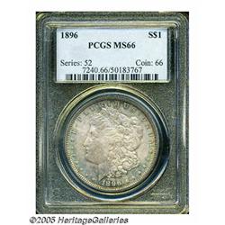 1896 S$1 MS66 PCGS. A melange of light rose-gray,