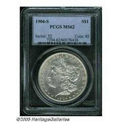 1904-S S$1 MS62 PCGS. Bright silvery surfaces dis