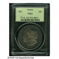 1881 S$1 PR62 PCGS. Subdued orange-gold color on 