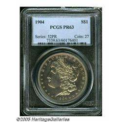 1904 S$1 PR63 PCGS. Bright proof surfaces display