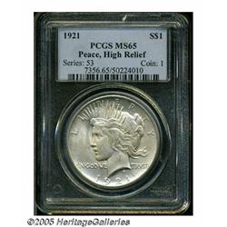1921 S$1 MS65 PCGS. This strike-challenged issue 