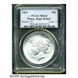 1921 S$1 MS65 PCGS. Lustrous, with surfaces that 