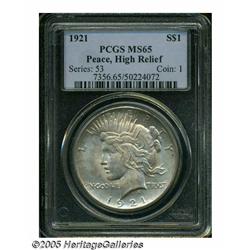 1921 S$1 MS65 PCGS. The lustrous surfaces of this
