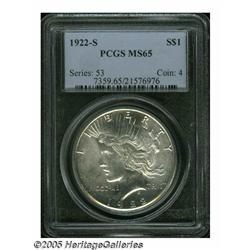1922-S S$1 MS65 PCGS. A very difficult issue to l