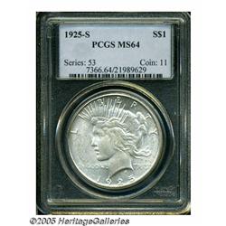 1925-S S$1 MS64 PCGS. Brilliant with thick mint l