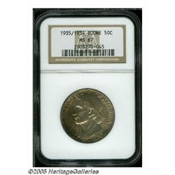1935/34 50C Boone MS67 NGC. Attractive violet and