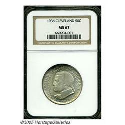1936 50C Cleveland MS67 NGC. Superlative example 