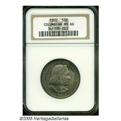 1892 50C Columbian MS66 NGC. Well struck and impe