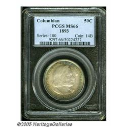 1893 50C Columbian MS66 PCGS. Highly lustrous, th