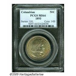 1893 50C Columbian MS66 PCGS. Turquoise-green and