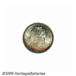 1893 50C Columbian MS67 S NGC. Ocean-blue, gold, 