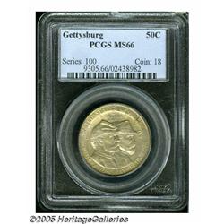 1936 50C Gettysburg MS66 PCGS. Pale to moderate g