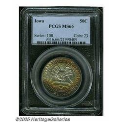 1946 50C Iowa MS66 PCGS. Lovely rose-gold, green,
