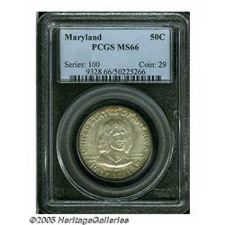1934 50C Maryland MS66 PCGS. Lustrous with a good