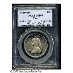 1921 50C Missouri 2x4 MS64 PCGS. Lovely near-Gem 