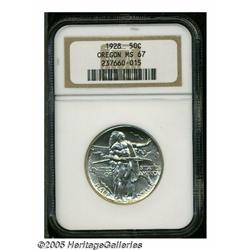 1928 50C Oregon MS67 NGC. Lustrous and white, sup
