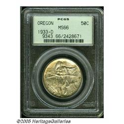 1933-D 50C Oregon MS66 PCGS. Thick, swirling mint