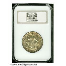 1935-S 50C San Diego MS66 NGC. Lightly orange-gol
