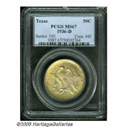 1936-D 50C Texas MS67 PCGS. A Superb Gem with gle