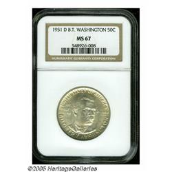 1951-D 50C Booker T. Washington MS67 NGC. Light l