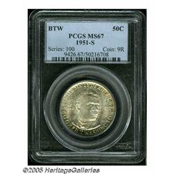 1951-S 50C Booker T. Washington MS67 PCGS. Superl