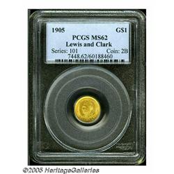 1905 G$1 Lewis and Clark MS62 PCGS. Of the small 
