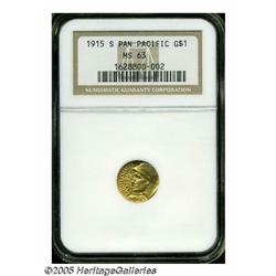 1915-S G$1 Panama-Pacific Gold Dollar MS63 NGC. R