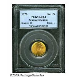 1926 $2 1/2 Sesquicentennial MS64 PCGS. Lovely de