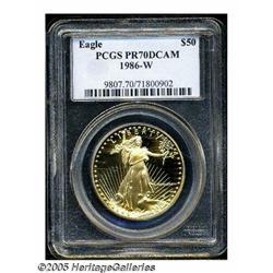 1986-W G$50 One-Ounce Gold Eagle PR70 Deep Cameo 