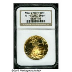 1988-W G$50 One-Ounce Gold Eagle PR70 Deep Cameo 