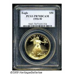 1990-W G$50 One-Ounce Gold Eagle PR70 Deep Cameo 