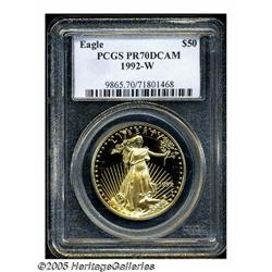 1992-W G$50 One-Ounce Gold Eagle PR70 Deep Cameo 
