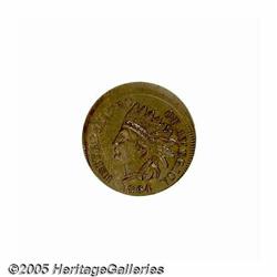 1864 1C L On Ribbon Indian Cent--Struck 5% Off Ce